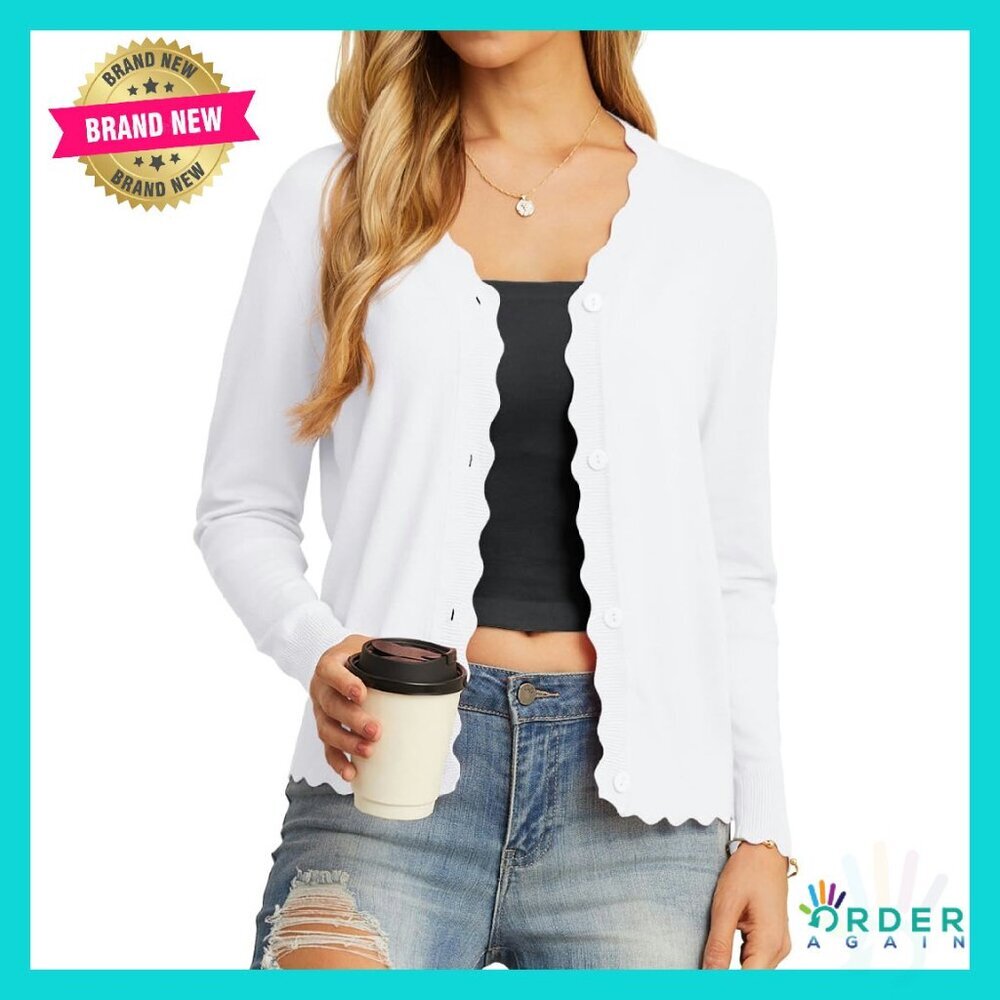 Long Sleeve V-Neck Button Down Cardigan Slim Fit Knit Shrug Elegant